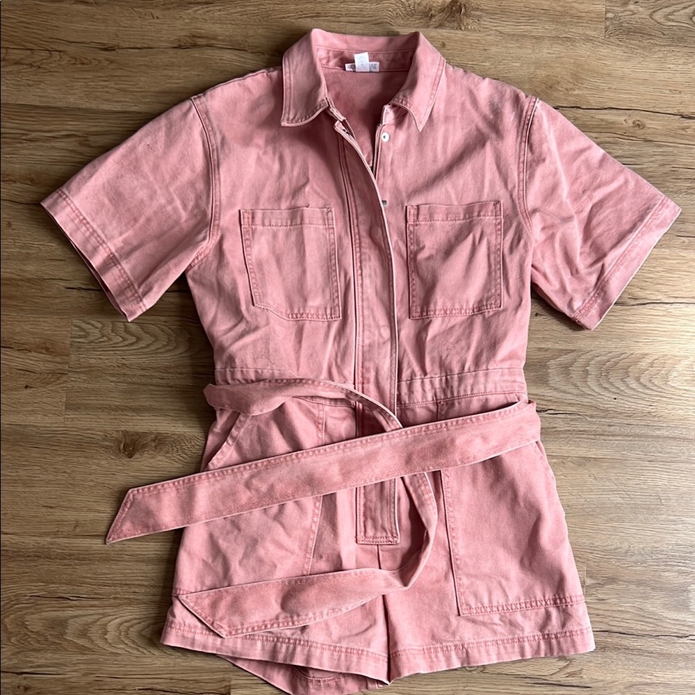 Pink Short Sleeve Utility Romper